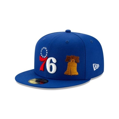 Blue Philadelphia 76ers Hat - New Era NBA Team Describe 59FIFTY Fitted Caps USA3429657